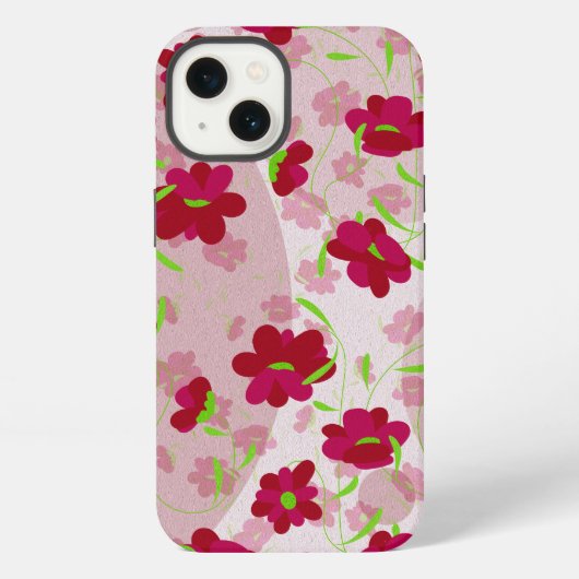 ピンクと赤の花 - フラワー iPhoneケース (裏面)