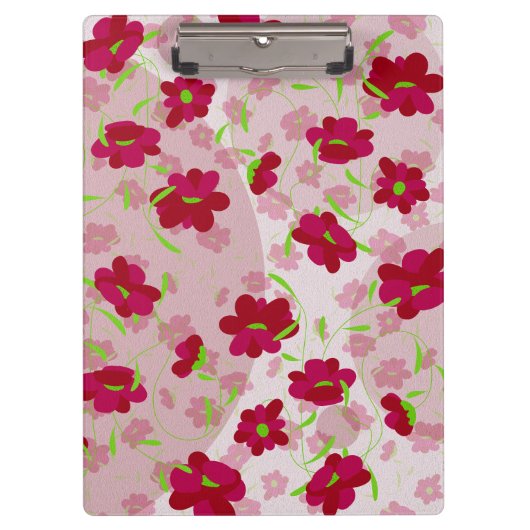 ピンクと赤の花 – フローラ クリップボード (正面)