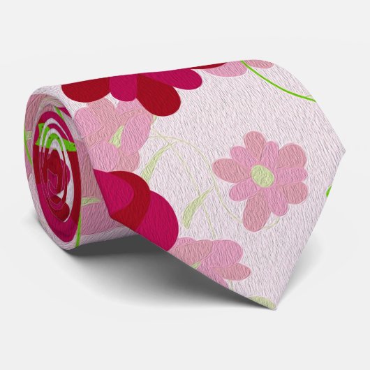 ピンクと赤の花 – フローラ ネクタイ (ロール)