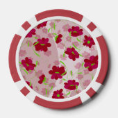 ピンクと赤の花 – フローラ ポーカーチップ (裏面)