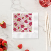 ピンクと赤の花 – フローラ 縁ありカクテルナプキン (インサイチュ)