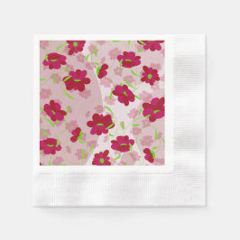 ピンクと赤の花 – フローラ 縁ありカクテルナプキン