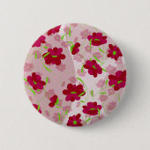 ピンクと赤の花 – フローラ 缶バッジ (正面)