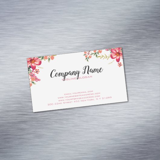 ピンクと赤の花 マグネット名刺 (インサイチュ)