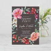 ピンクと赤の花 |石板婚約パーティ 招待状 (スタンド正面)
