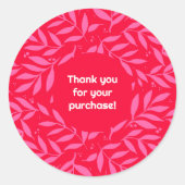 ピンクと赤の葉ありがとう ラウンドシール (正面)