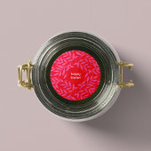 ピンクと赤の葉イースターステッカー ラウンドシール