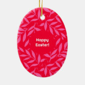 ピンクと赤の葉イースター セラミックオーナメント (裏面)