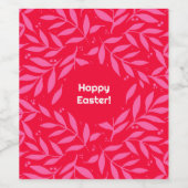 ピンクと赤の葉イースター ワインラベル (シングルラベル)