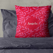 ピンクと赤の葉名装飾用クッション クッション