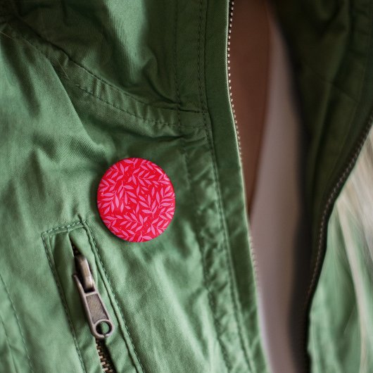 ピンクと赤の葉 缶バッジ