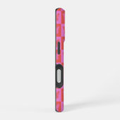 ピンクと赤の蝶チェック柄 iPhone 16ケース (右側面)