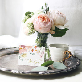 ピンクと赤の野生の花の感謝カード サンキューカード