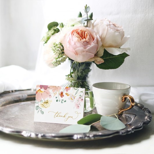 ピンクと赤の野生の花の感謝カード サンキューカード