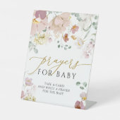 ピンクと赤の野生の花の祈りの言葉ベビーサイン 台座サイン (正面)