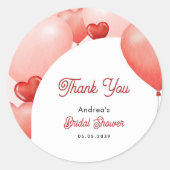 ピンクと赤の風船 バレンタインデー ブライダルシャワー ラウンドシール (正面)