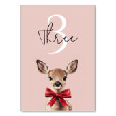 ピンクと赤の鹿 | ウッドランド誕生日パーティー テーブルナンバー (裏面)