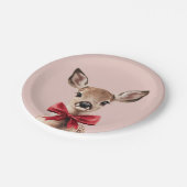 ピンクと赤の鹿 | ウッドランド誕生日パーティー ペーパープレート (アングル)