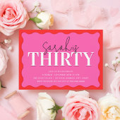 ピンクと赤の30歳の誕生日パーティー 招待状