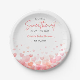 ピンクと赤の Little Sweetheart ベビーシャワー ペーパープレート