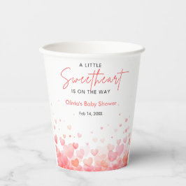 ピンクと赤の Little Sweetheart ベビーシャワー 紙コップ