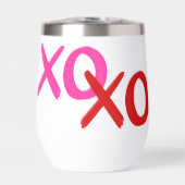 ピンクと赤のXOXOハグとキスモダンバレンタイン (正面)