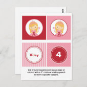 ピンクと赤ブロンドプリンセスカップケーキトッパー ポストカード (正面/裏面)