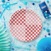 ピンクと赤市松模様にの9インチプレート ペーパープレート (パーティー)