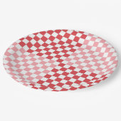 ピンクと赤市松模様にの9インチプレート ペーパープレート (アングル)