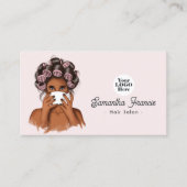 ピンクと赤面のアフリカ系アメリカ人ヘアサロン 名刺 (正面)