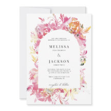 ピンクと赤面の水彩花のアーチ結婚ズ