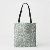 ピンクと赤面の花柄 トートバッグ (正面)