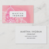 ピンクと赤面マンダラバランスデザイン 名刺 (正面/裏面)