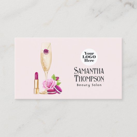 ピンクと赤面美しいサロン 名刺 (正面)