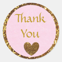 ピンクと金ゴールドありがとうステッカー