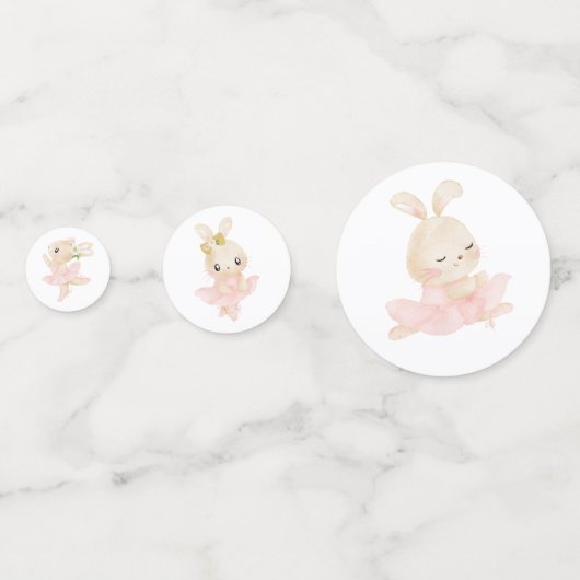 ピンクと金ゴールドうさぎバレリーナベビーシャワー コンフェッティ (正面)