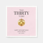 ピンクと金ゴールドが30歳の誕生日を迎える スタンダードカクテルナプキン (正面)