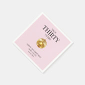 ピンクと金ゴールドが30歳の誕生日を迎える スタンダードカクテルナプキン (角)