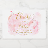 ピンクと金ゴールドきらめくミニワインラベル、ブライダルSh スパークリングワインラベル (シングルラベル)