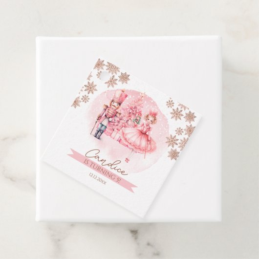 ピンクと金ゴールドくるみ割り誕生日シュガープラムフェアリー フェイバータグ (インサイチュ)