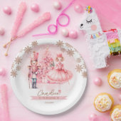 ピンクと金ゴールドくるみ割り誕生日シュガープラムフェアリー ペーパープレート (パーティー)