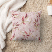 ピンクと金ゴールドのつる植物オン赤面 クッション (ブランケット)
