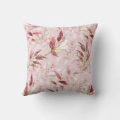 ピンクと金ゴールドのつる植物オン赤面 クッション (裏面)