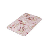 ピンクと金ゴールドのつる植物オン赤面 バスマット (アングル)