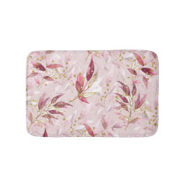 ピンクと金ゴールドのつる植物オン赤面 バスマット