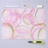 ピンクと金ゴールドのインクの円のパターン 薄葉紙 (クラフト)