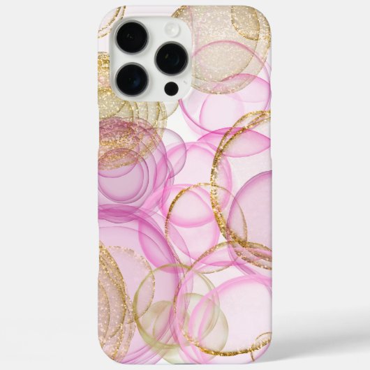 ピンクと金ゴールドのインクの円のパターン Case-Mate iPhoneケース (裏面)