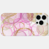 ピンクと金ゴールドのインクの円のパターン Case-Mate iPhoneケース (裏面 (横))
