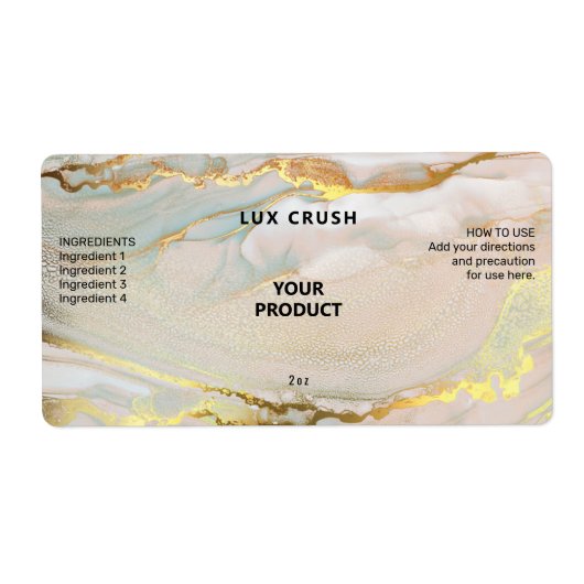 ピンクと金ゴールドのインクスポイトボトルラベル ラベル (正面)