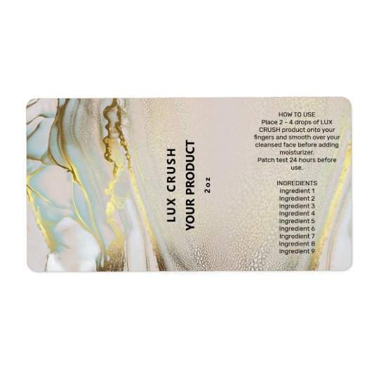 ピンクと金ゴールドのインクスポイトボトルラベル ラベル (正面)